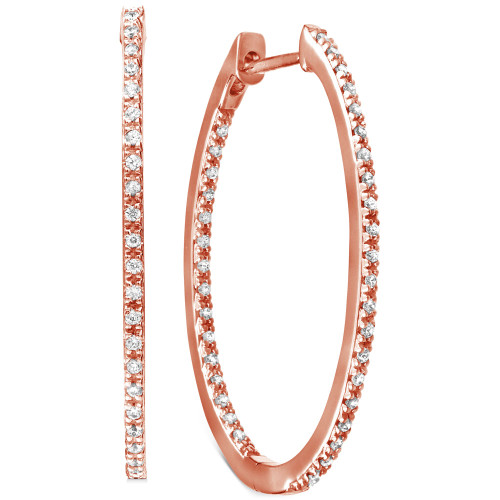 Diamond Medium In & Out Hoop Earrings (1/4 ct. t.w.) in 14k Rose Gold-Plated Sterling Silver, 1.1"