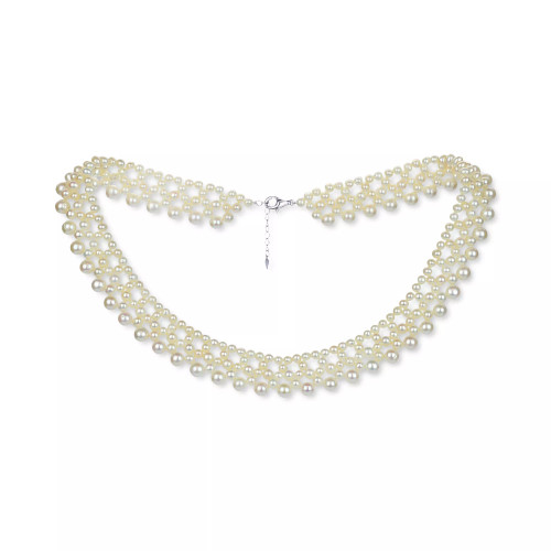 Cultured Freshwater Pearl (4-8mm) Multi-row Statement Necklace, 20" + 1" extender (Also in Black Cultured Freshwater Pearl)