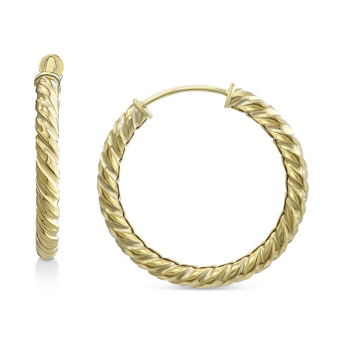 Round Twist Small Hoop Earrings in 10k Gold, 5/8"