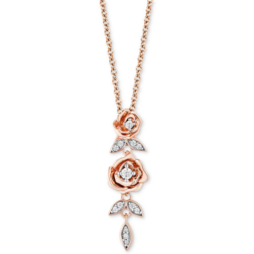 Diamond Belle Flower Pendant Necklace (1/10 ct. t.w.) in 14k Rose Gold