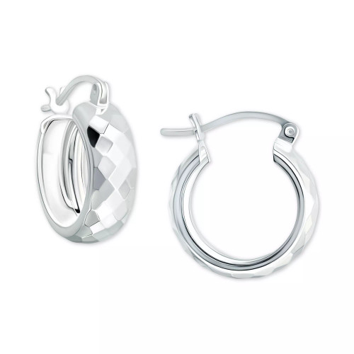 Faceted Small Hoop Earrings, 15mm, Created for Macy's