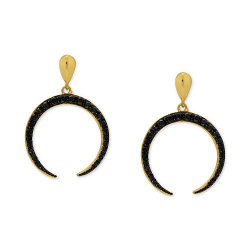Black Spinel Crescent Drop Earrings (1-1/8 ct. t.w.) in 14k Gold-Plated Sterling Silver