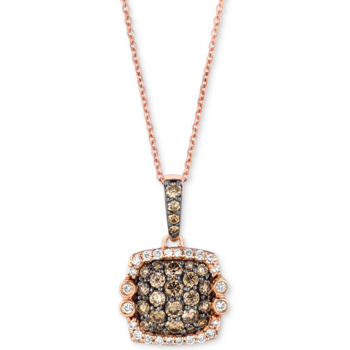 Chocolatier® Diamond Square Cluster 18" Pendant Necklace (7/8 ct. t.w.) in 14k Rose Gold