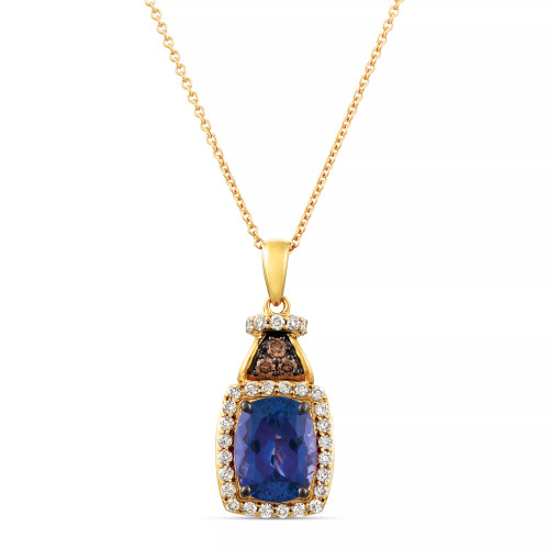 Blueberry Tanzanite (2 ct. t.w.) & Diamond (1/3 ct. t.w.) 18" Pendant Necklace in 14k Gold (Also Available in 14K White Gold)