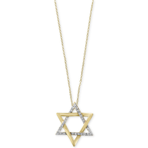 D'Oro by EFFY® Diamond Star of David Pendant Necklace (1/10 ct. t.w.) in 14k Gold