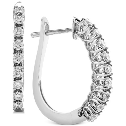 Diamond Huggie Hoop Earrings (1/2 ct. t.w.) in 14k White Gold