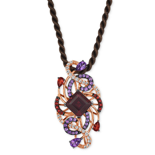 Crazy Collection® Multi-Gemstone Swirl Silk Cord 20" Pendant Necklace (8-1/2 ct. t.w.) in 14k Rose Gold