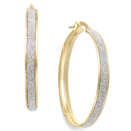 Glitter Hoop Earrings in 14k Gold (30mm)