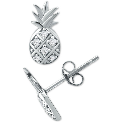 Cubic Zirconia Pineapple Stud Earrings in Sterling Silver, Created for Macy's