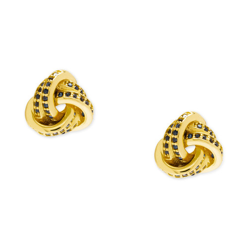 Black Spinel Love Knot Stud Earrings (5/8 ct. t.w.) in 14k Gold-Plated Sterling Silver