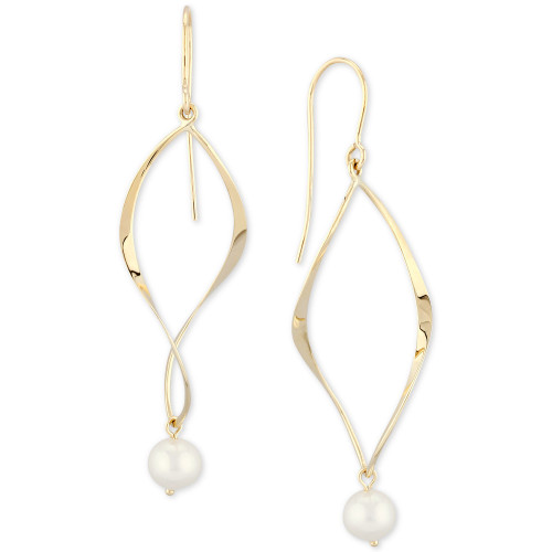 Cultured Freshwater Pearl (8mm) Drop Earrings in 14k Gold