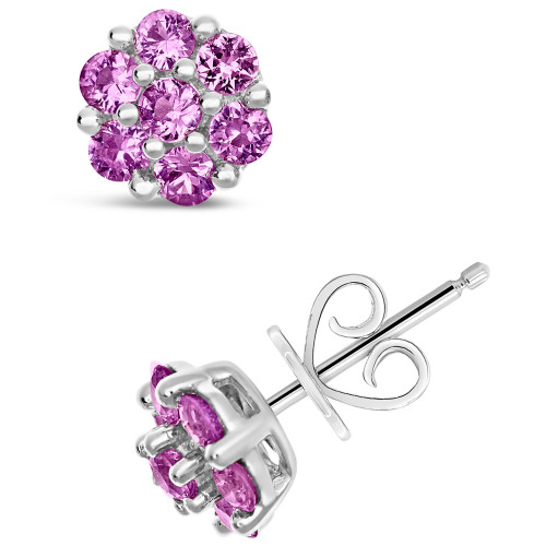 Pink Sapphire (1-1/4 ct. t.w.) Stud Earrings in Sterling Silver