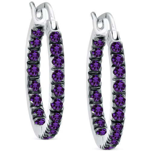 Cubic Zirconia In & Out Small Hoop Earrings in Sterling Silver, 0.625", Created for Macy's