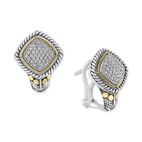 EFFY® Diamond Cluster Statement Earrings (1/3 ct. t.w.) in Sterling Silver & 18k Gold
