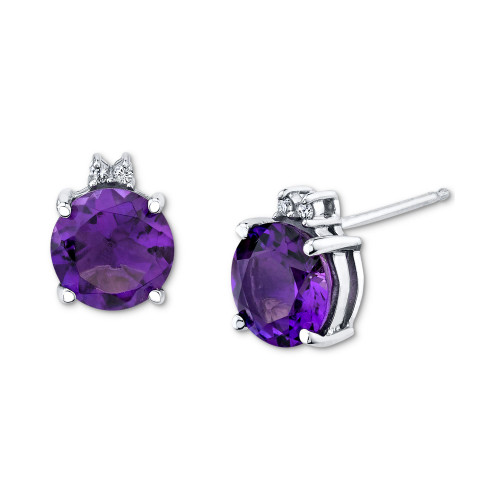 Amethyst (2-3/8 ct. t.w.) & Diamond Accent Stud Earrings in Sterling Silver