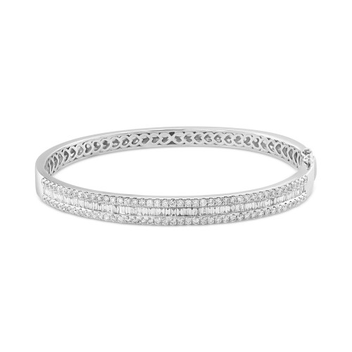 EFFY® Diamond Round & Baguette Bangle Bracelet (2-3/8 ct. t.w.) in 18k White Gold