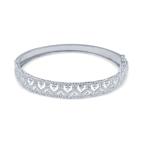Diamond Openwork Bangle Bracelet (1 ct. t.w.) in Sterling Silver