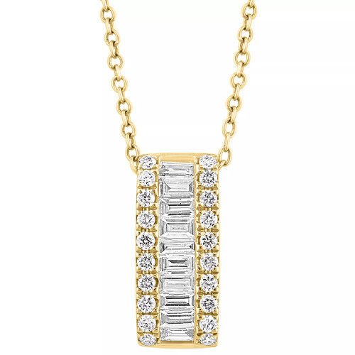 EFFY® Diamond Baguette & Round Vertical Bar 18" Pendant Necklace (1/2 ct. t.w.) in 14k Gold (Also available in 14k White Gold)