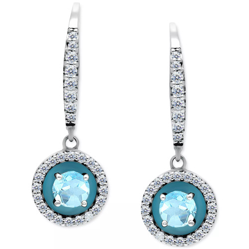 Amethyst (1/4 ct. t.w.), Cubic Zirconia, & Enamel Circle Dangle Hoop Earrings in Sterling Silver (Also in Additional Stones), Created for Macy's