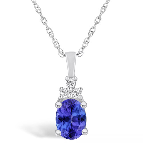 Tanzanite (1-1/4 Ct. t.w.) and Diamond (1/10 Ct. t.w.) Pendant Necklace