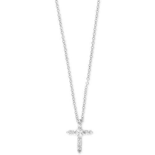 Pavé Classica by EFFY® Diamond Cross Pendant Necklace (1/5 ct. t.w.) in 14k White Gold