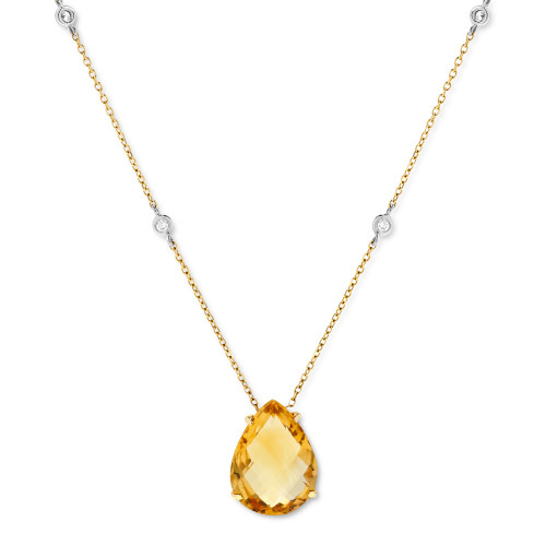 Citrine (8 ct. t.w.) & Diamond (1/10 ct. t.w.) 16" Pendant Necklace in 14k Gold