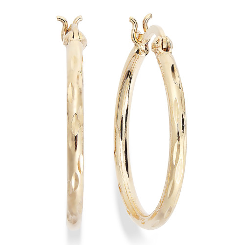 Small Diamond-Cut Hoop Earrings in 18k Gold over Sterling Silver, 1", Created for Macy's