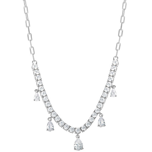 Cubic Zirconia Dangle 18" Collar Necklace in Sterling Silver, Created for Macy's