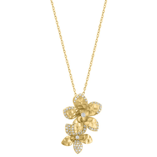 EFFY® Diamond Double Flower 18" Pendant Necklace (1/3 ct. t.w.) in 14k Gold