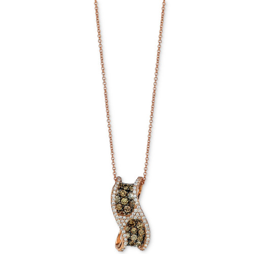 Chocolate Diamond & Vanilla Diamond Swirling Ribbon 18" Pendant Necklace (1-1/4 ct. t.w.) in 14k Rose Gold