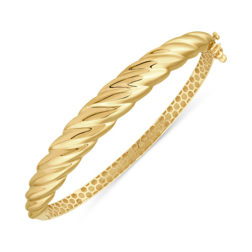 Polished Croissant Bangle Bracelet in 10k Gold