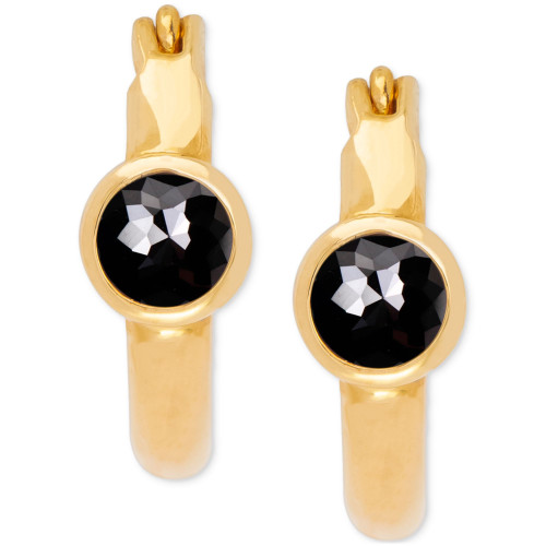 Lab-Created Sapphire Bezel Hoop Earrings (5/8 ct. t.w.) in 14k Gold-Plated Sterling Silver