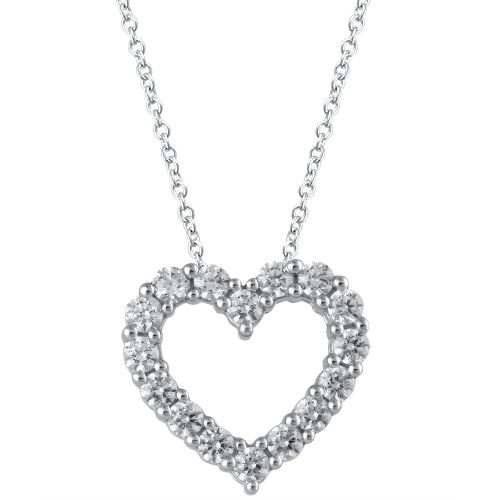 Diamond Heart 18" Pendant Necklace (1/2 ct. t.w.) in 14k White Gold