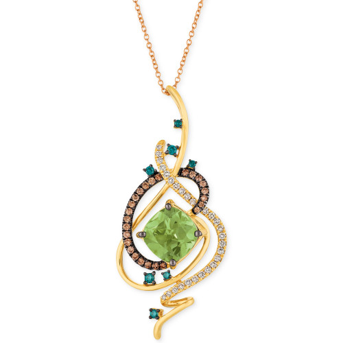 Exotics® Crazy Collection® Mint Julep Quartz™ (3-1/4 ct. t.w.) & Diamond (3/4 ct. t.w.) 18" Pendant Necklace in 14k Gold