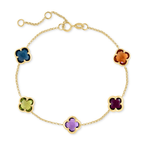 EFFY® Multi-Gemstone Clover Link Bracelet (6-3/4 ct. t.w.) in 14k Gold
