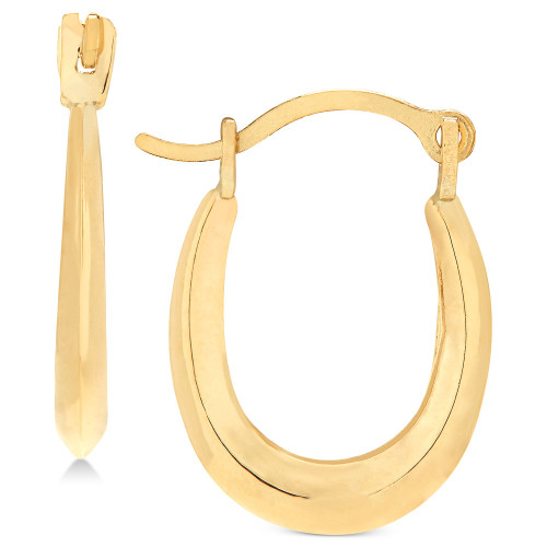 Children's Polished Oval Hoop Earrings in 14k Gold