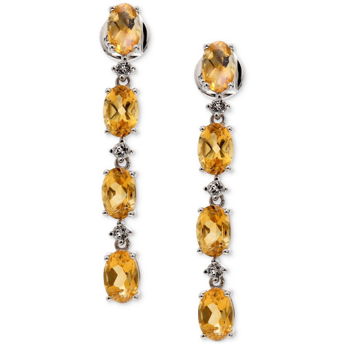 Citrine (3-1/5 ct. t.w.) & White Topaz (5/8 ct. t.w.) Linear Drop Earrings in Sterling Silver
