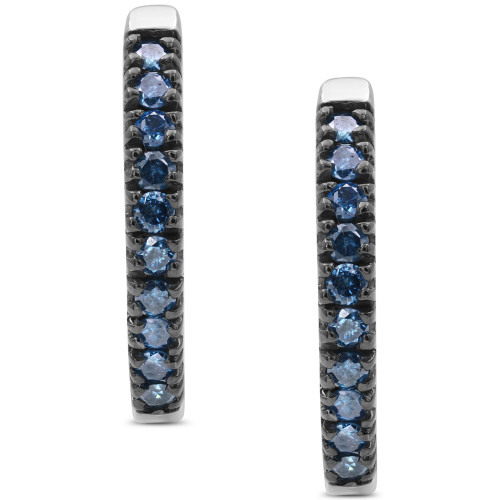 Blue Diamond Huggie Hoop Earrings (1/2 ct. t.w.) in Sterling Silver