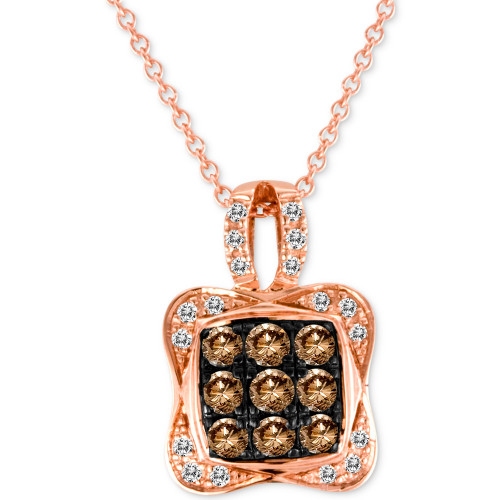 Chocolatier® Diamond Square Cluster 18" Pendant Necklace (1/2 ct. t.w.) in 14k Rose Gold