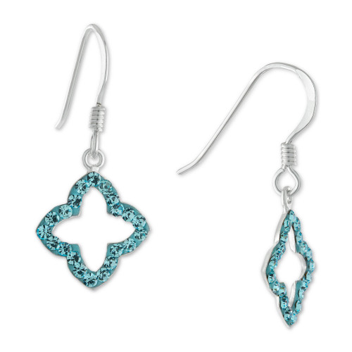 Aqua Crystal Quatrefoil Drop Earrings in Sterling Silver, Created for Macy's