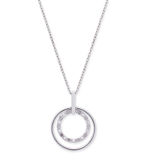Diamond Double Circle 18" Pendant Necklace (1/10 ct. t.w.) in Sterling Silver