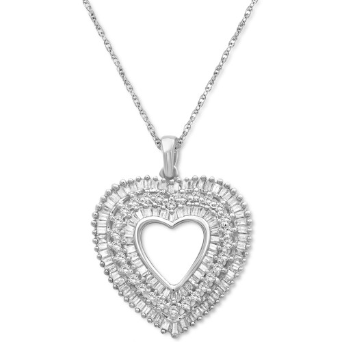 Diamond Heart 18" Pendant Necklace (1 ct. t.w.) in Sterling Silver