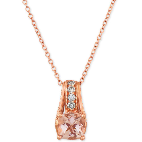 Peach & Nude Peach Morganite (5/8 ct.t.w.) and Nude Diamonds (1/4 ct. t.w.) 18" Pendant Necklace in 14k Rose Gold