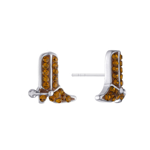 Crystal (0.24 ct.t.w) Pave Cowboy Boots Stud Earrings in Sterling Silver