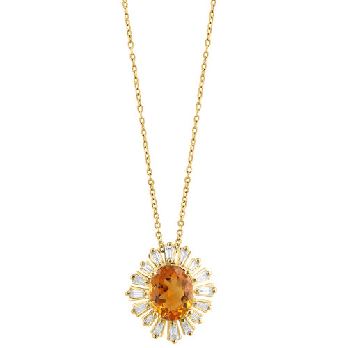 EFFY® Citrine (2 ct. t.w.) & Diamond (3/8 ct. t.w.) 18" Pendant Necklace in 14k Gold