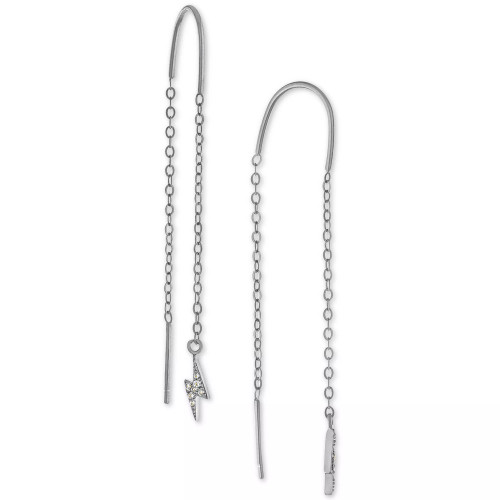 Cubic Zirconia Lightening Bolt Threader Earrings, Created for Macy's