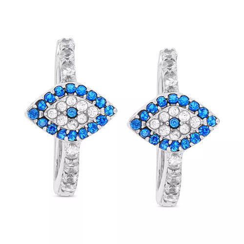 Lab-Created Blue Spinel (1/3 ct. t.w.) & Cubic Zirconia Hoop Earrings