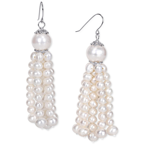 Cultured Freshwater Baroque Pearl (4-1/2 - 11mm) Tassel Drop Earrings in Sterling Silver