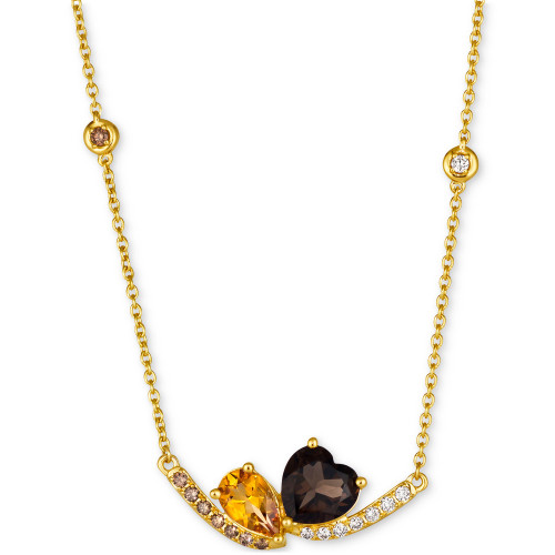 Multi-Gemstone (2-1/4 ct. t.w.) & Diamond (1/4 ct. t.w.) Pear & Heart 19" Statement Necklace in 14k Gold