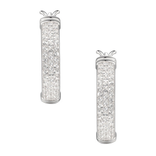 1/2 ct. t.w. Round Shape Diamond Hoop Earring in Sterling Silver